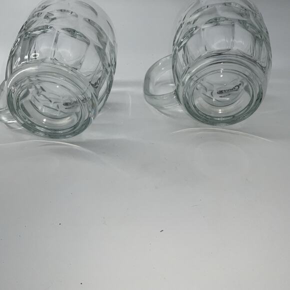 Cheers Of Boston Set Of 2 Dimpled Clear Glass Beer Barrel Mugs - Picture 4 of 6